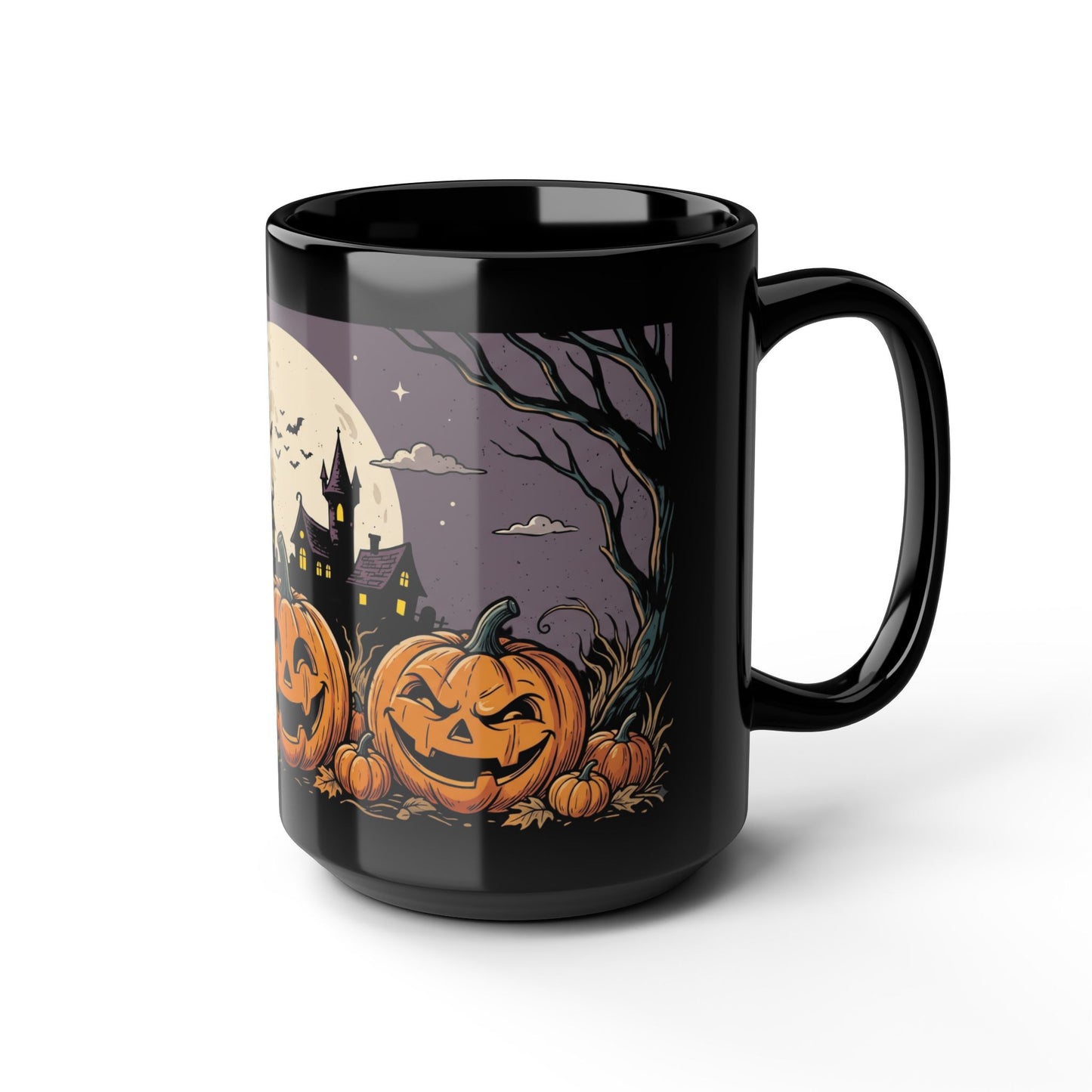 Halloween Pumpkin Night Mug — Spooky Jack-O'-Lantern Black Coffee Cup