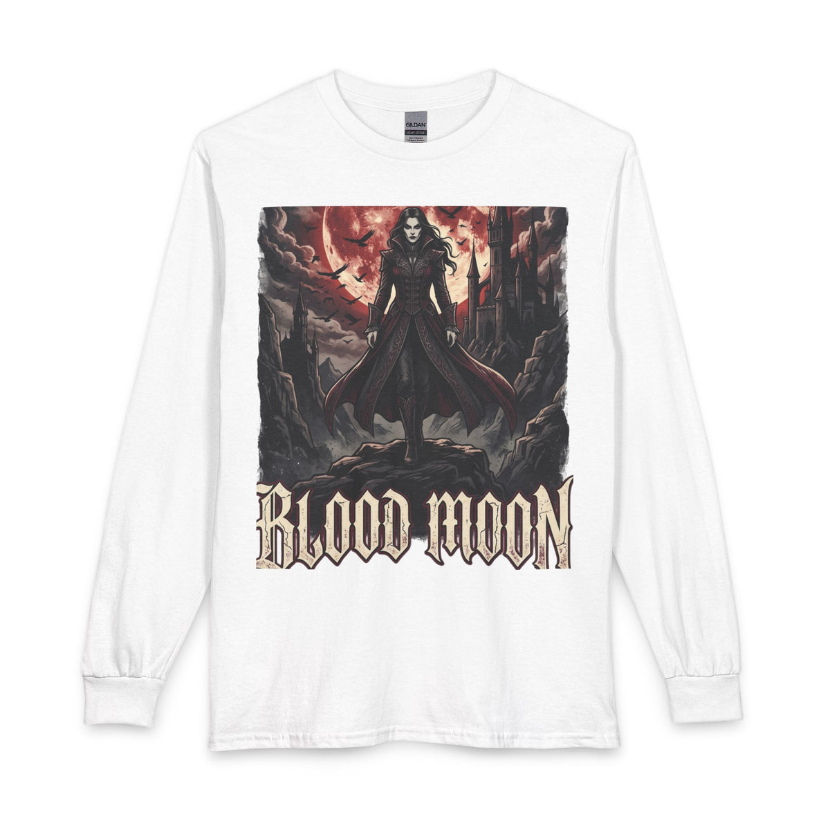 Blood Moon Long Sleeve Shirt — Gothic Vampire Graphic Tee