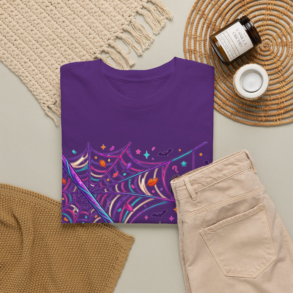 Pumpkin Spider Web Halloween T‑Shirt — Cute Spooky Pumpkin Cartoon Tee