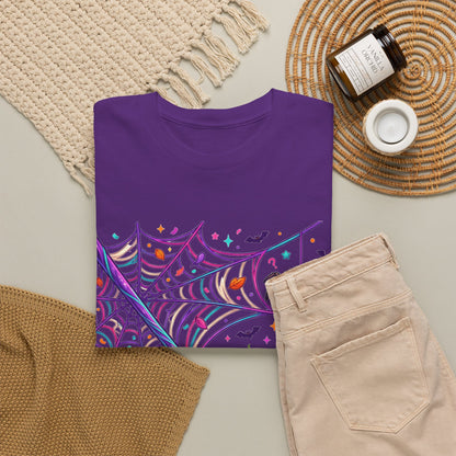 Pumpkin Spider Web Halloween T‑Shirt — Cute Spooky Pumpkin Cartoon Tee
