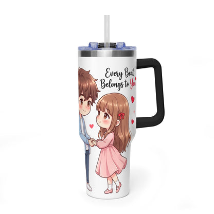 Cute Anime Boy Love Hearts 40oz Travel Tumbler