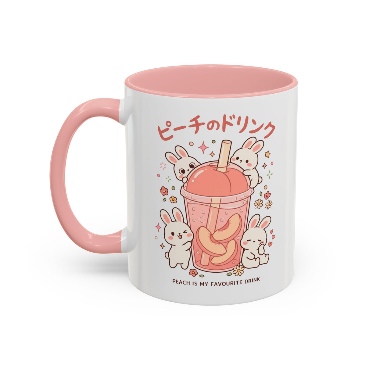 Peach Drink Bunny Mug — Cute Kawaii Coffee Tea Cup (11/15oz)