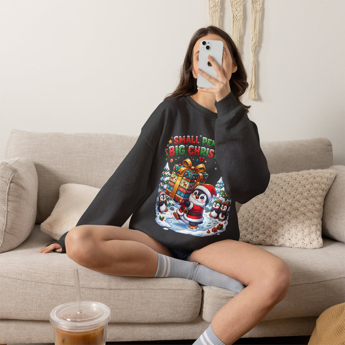 Penguin Christmas Crewneck Sweatshirt — "Small Penguin Big Christmas" Holiday Pullover