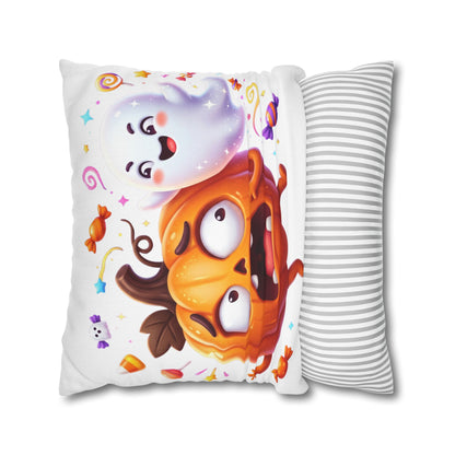 Halloween Pumpkin & Ghost Throw Pillowcase — Cute Spooky Decorative Pillow
