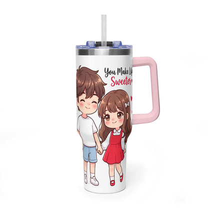 Cute Blushing Boy 40oz Vacuum Thermal Tumbler