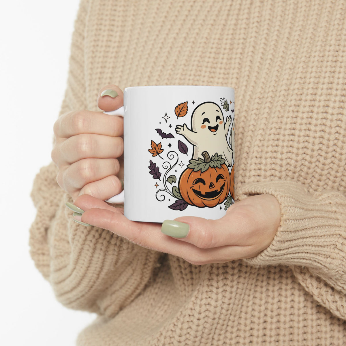Halloween Ghosts & Jack-O'-Lantern Ceramic Mug (11oz, 15oz)