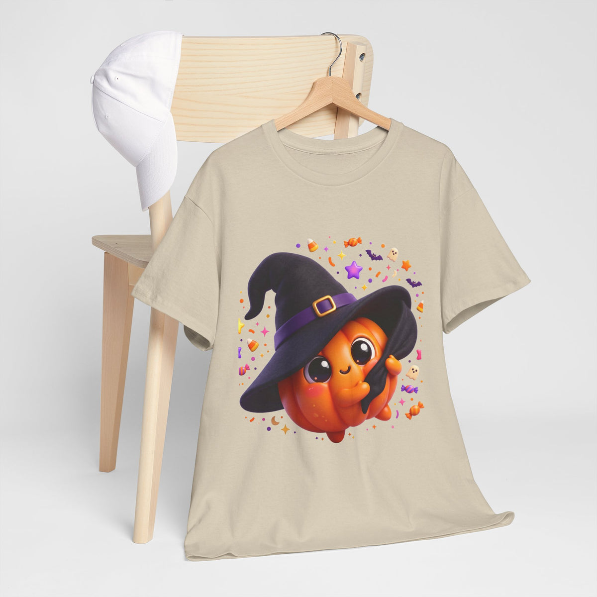 Pumpkin Witch T-Shirt — Cute Halloween Jack-o'-Lantern with Witch Hat