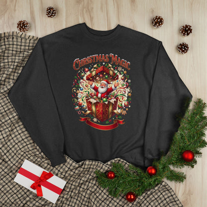 Christmas Magic Crewneck Sweatshirt — Santa Gift Box Holiday Pullover
