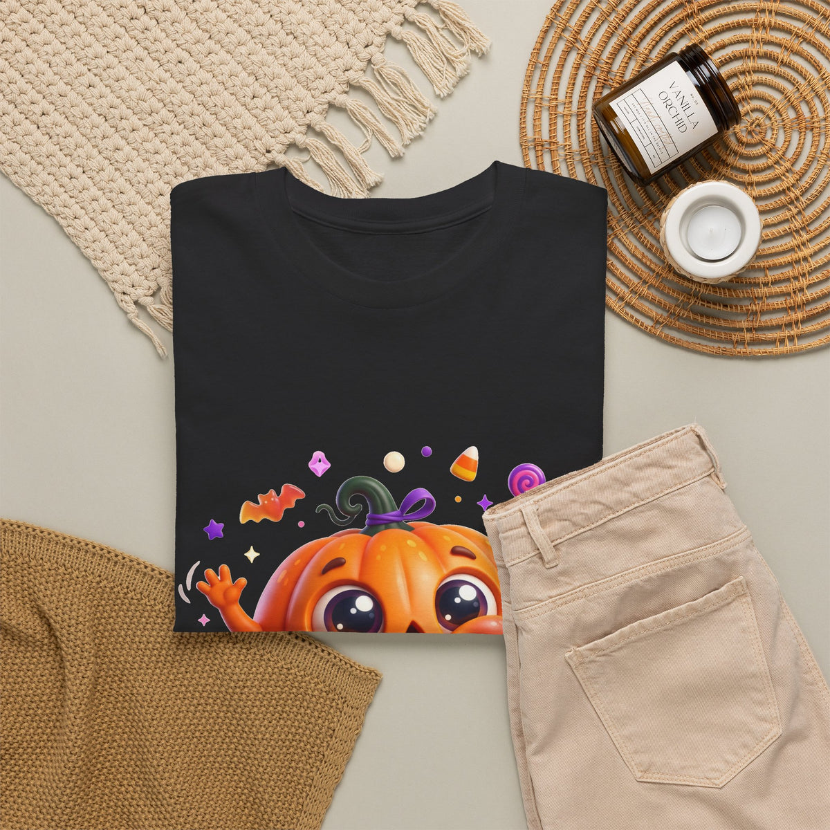Halloween Pumpkin T‑Shirt — Happy Jack-O'-Lantern Candy Graphic Tee