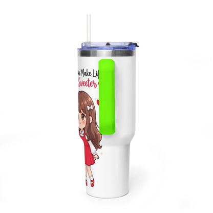 Cute Blushing Boy 40oz Vacuum Thermal Tumbler
