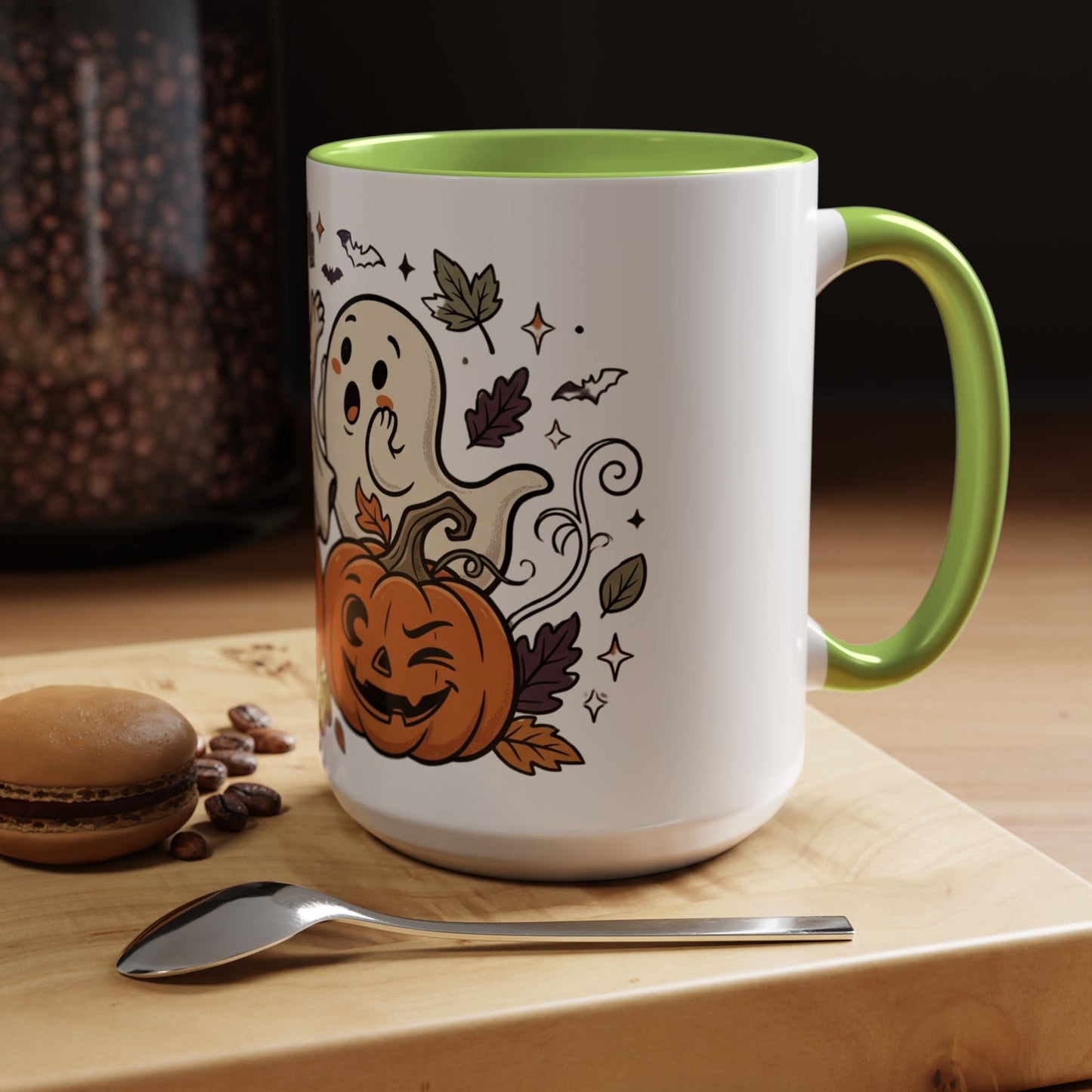 Halloween Ghosts & Pumpkins Coffee Mug — Cute Spooky Accent Mug (11/15oz)