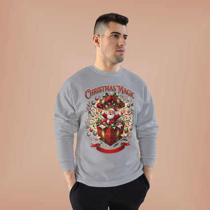 Christmas Magic Crewneck Sweatshirt — Santa Gift Box Holiday Pullover