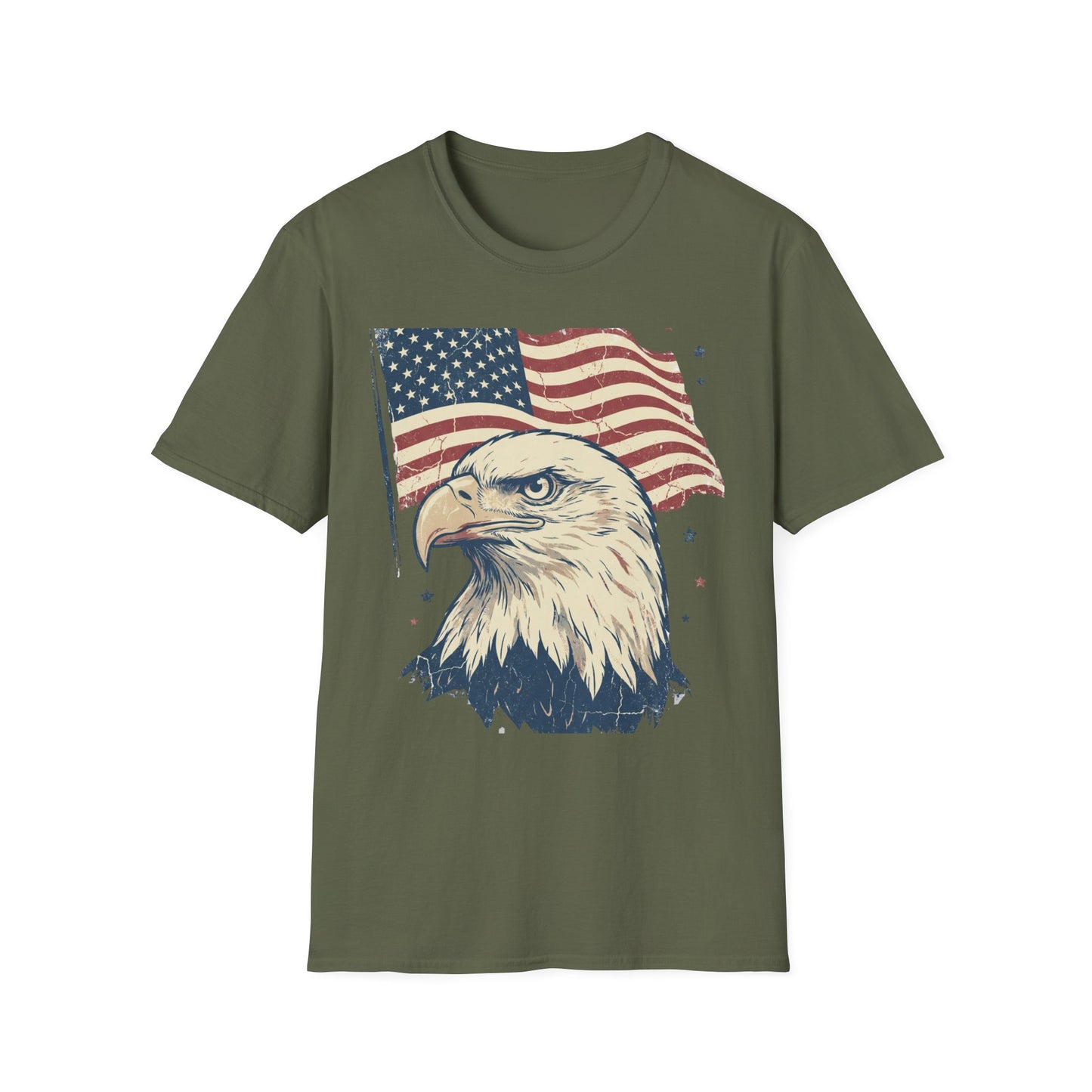 Eagle & American Flag T-Shirt — Patriotic Bald Eagle Tee for 4th of July