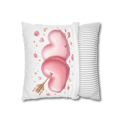 Valentine Pink Double Heart Arrow Decorative Pillowcase