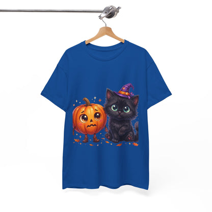 Halloween Black Kitten & Pumpkin T-Shirt