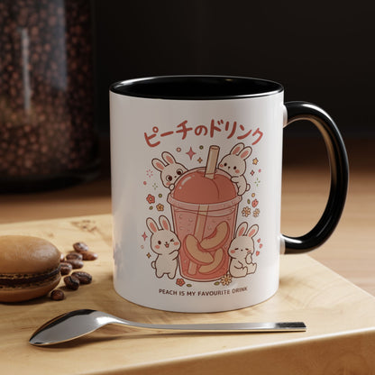 Peach Drink Bunny Mug — Cute Kawaii Coffee Tea Cup (11/15oz)