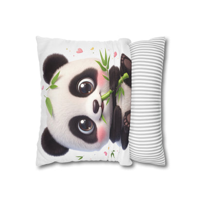 Cute Baby Panda Square Pillowcase — Adorable Bamboo-Eating Plush Decor