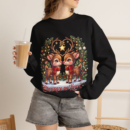 Reindeer In Love Sweatshirt – Cute Christmas Couple Deer Holiday Crewneck