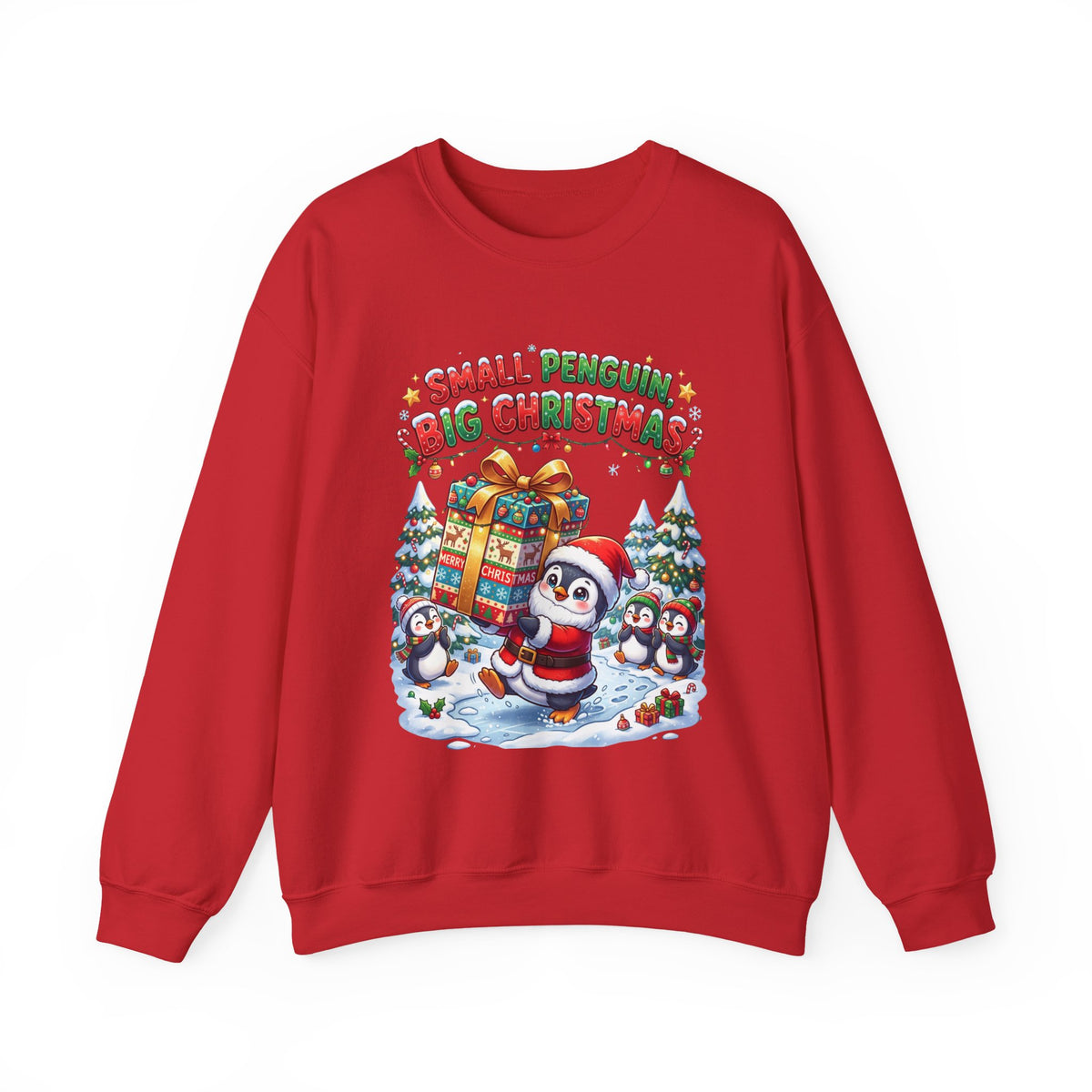 Penguin Christmas Crewneck Sweatshirt — "Small Penguin Big Christmas" Holiday Pullover