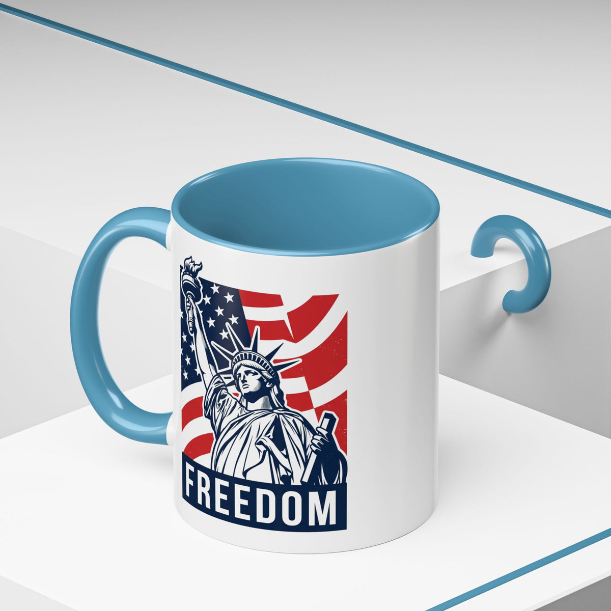 Freedom Statue Accent Coffee Mug — Patriotic Liberty 11/15oz