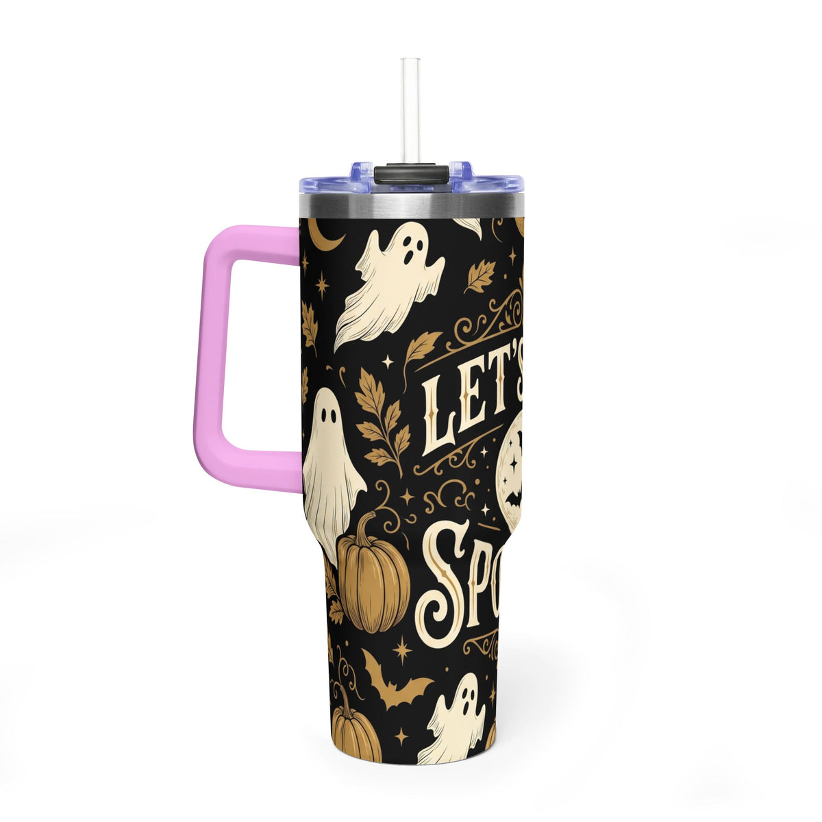 Let’s Get Spooky Halloween Ghosts & Pumpkins 40oz Thermal Tumbler