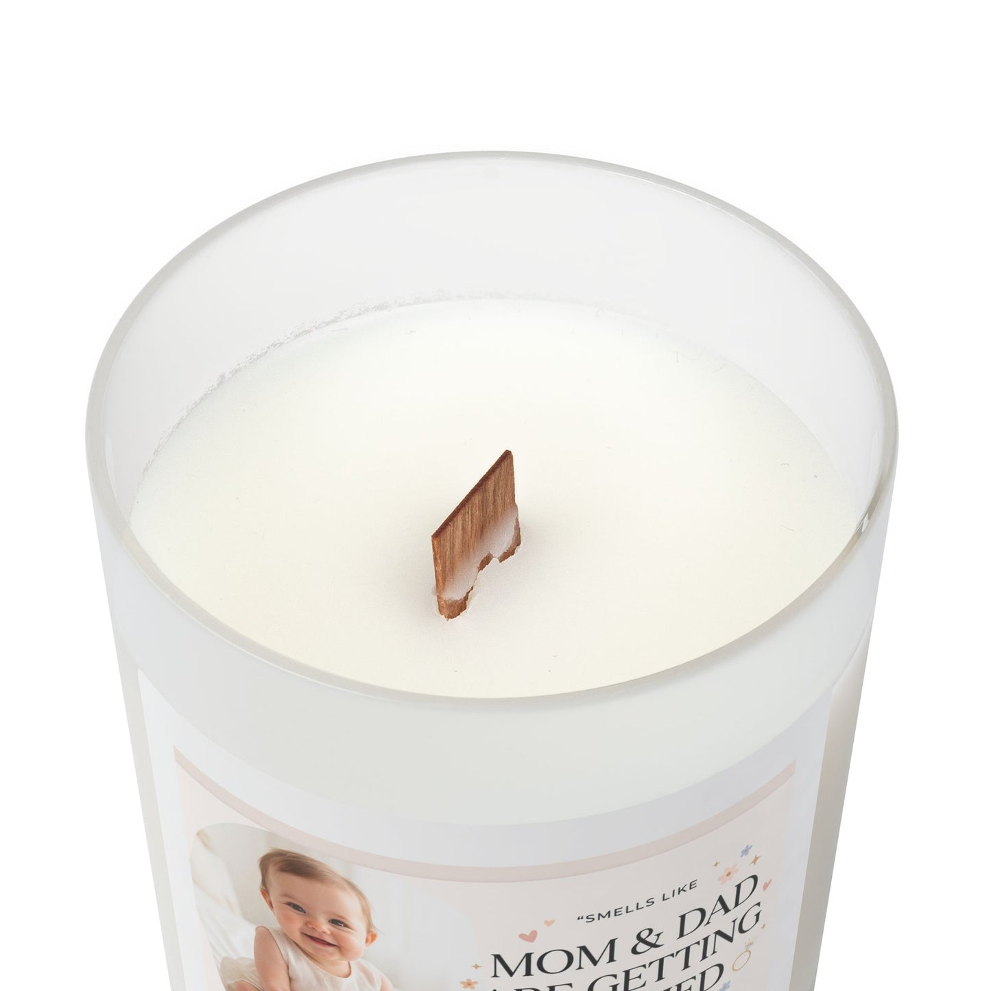 'Mom & Dad Are Getting Married' Frosted Glass Candle — 11oz Announcement Scented Candle