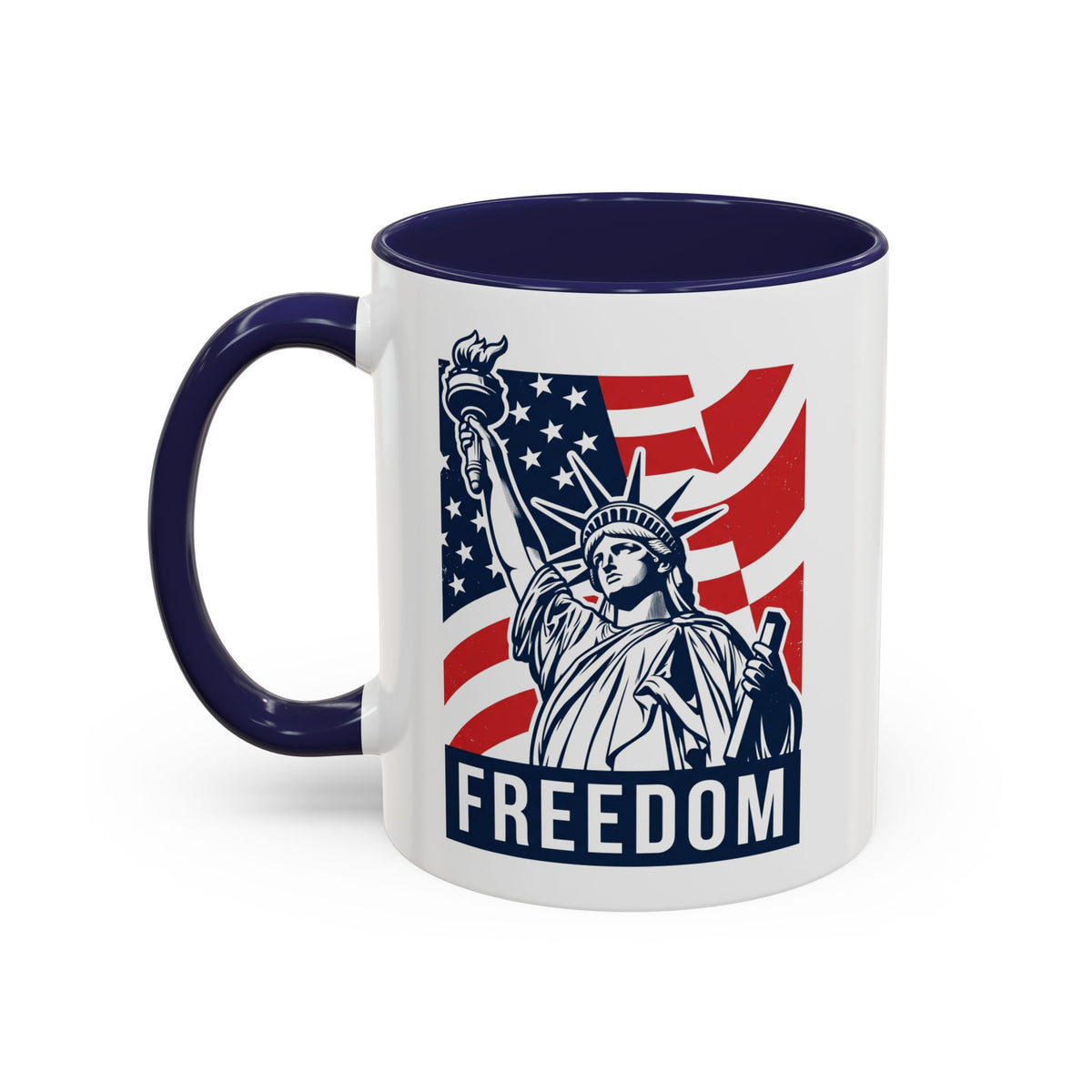 Freedom Statue Accent Coffee Mug — Patriotic Liberty 11/15oz