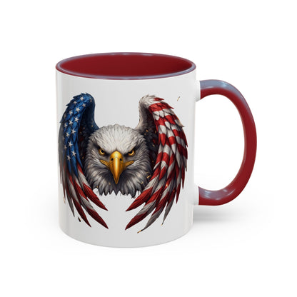 American Flag Eagle Coffee Mug – Patriotic Bald Eagle Accent Mug (11/15 oz)