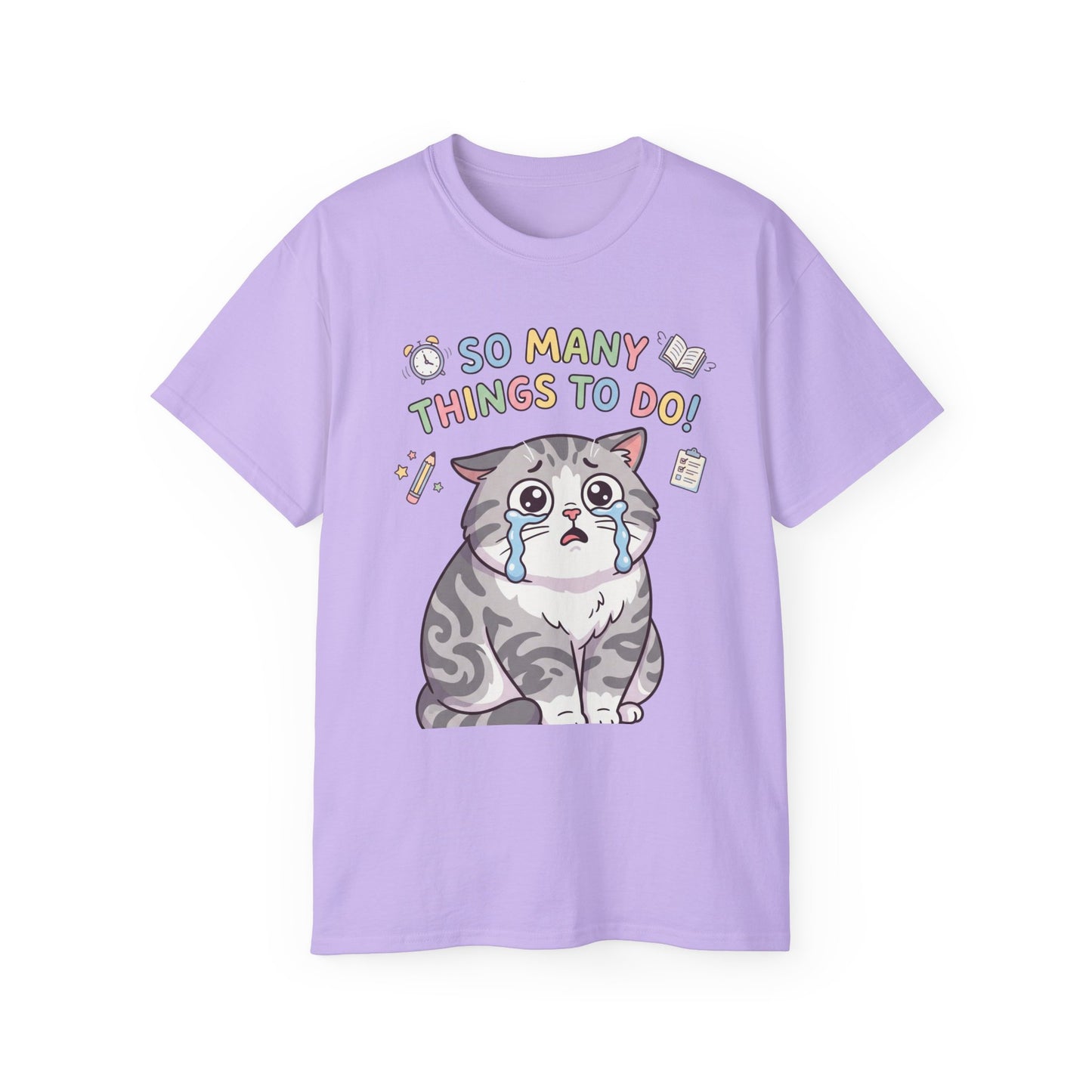 So Many Things To Do! Cat T-Shirt — Cute Stressed Kitty Graphic Tee