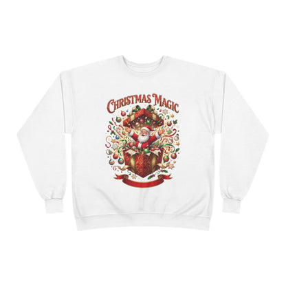 Christmas Magic Crewneck Sweatshirt — Santa Gift Box Holiday Pullover
