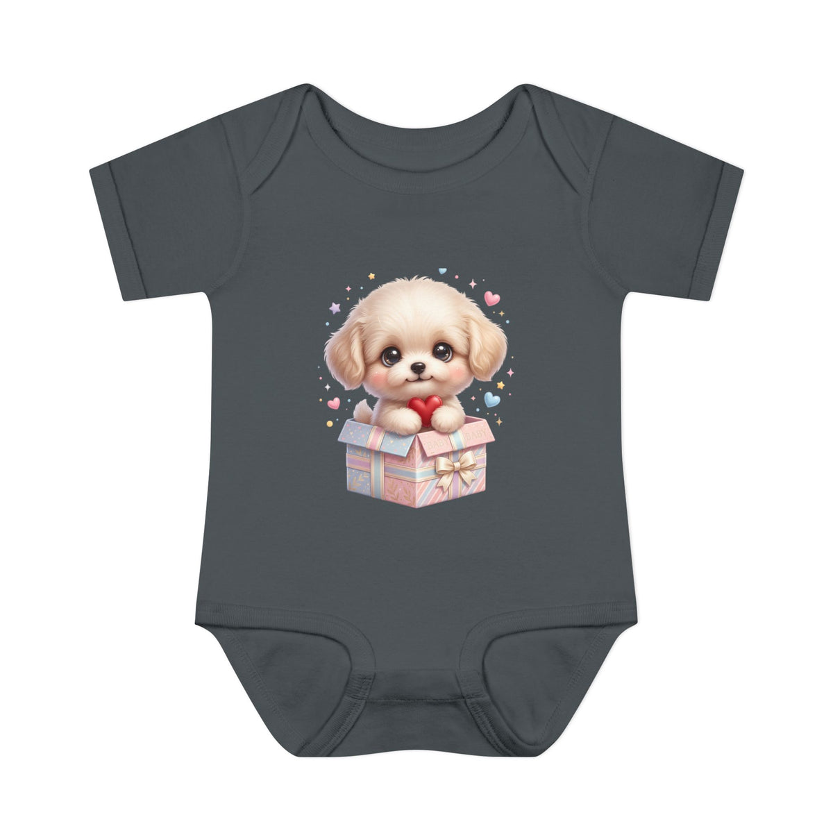 Baby Bodysuit — Cute Puppy in Gift Box Infant Onesie