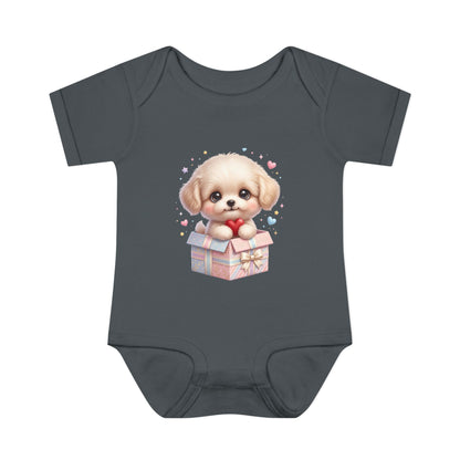 Baby Bodysuit — Cute Puppy in Gift Box Infant Onesie