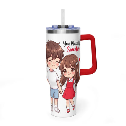 Cute Blushing Boy 40oz Vacuum Thermal Tumbler