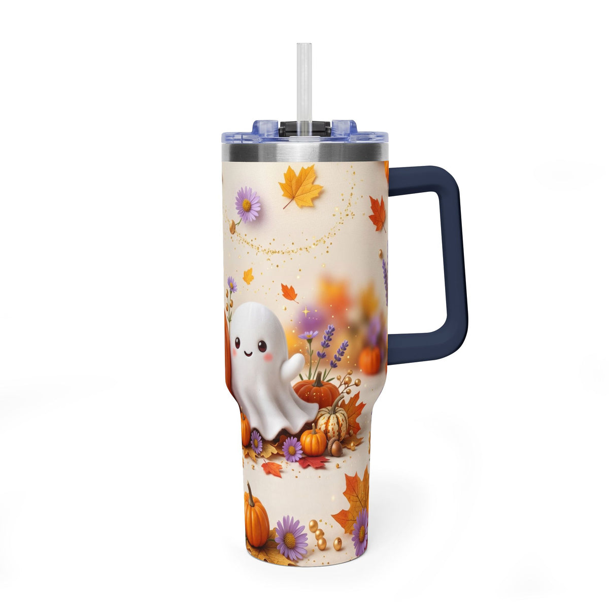 40oz Halloween Cat Vacuum Tumbler with Pumpkin