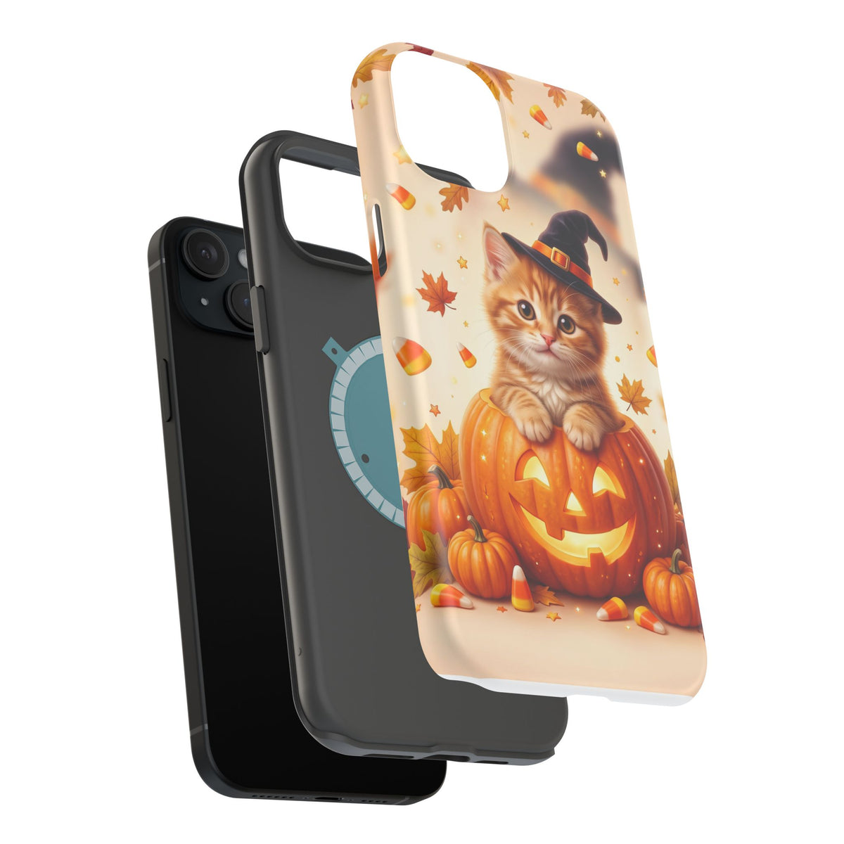 Halloween Kitten Pumpkin Phone Case — Magnetic Impact-Resistant
