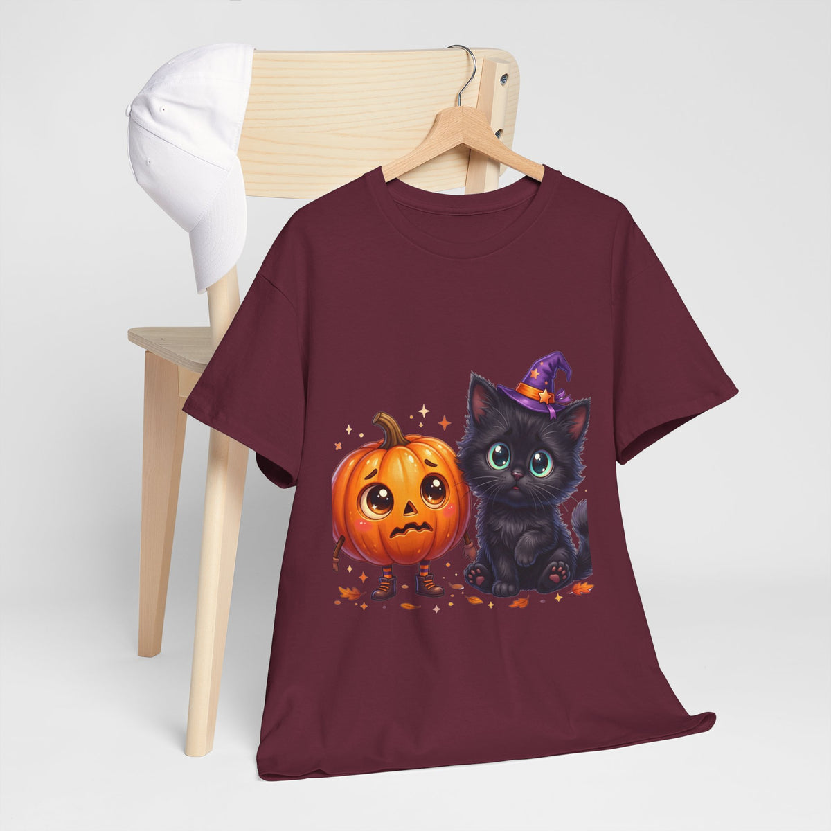 Halloween Black Kitten & Pumpkin T-Shirt