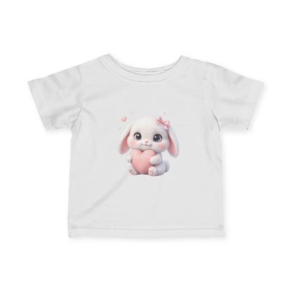 Infant Tee — Cute Bunny Holding Heart Baby Shirt (Easter, Newborn Gift)