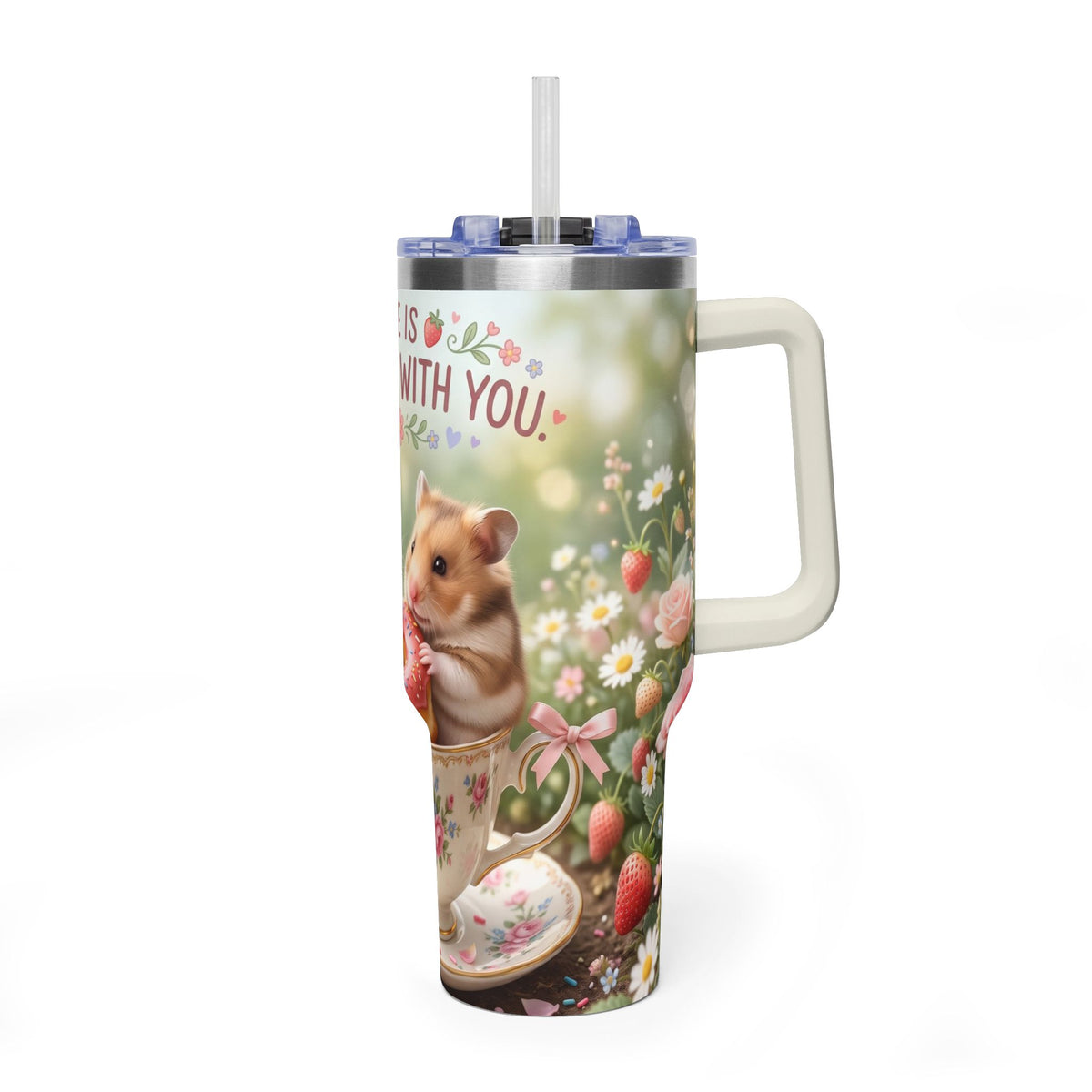 Life Is Sweeter With You Hamster Floral 40oz Thermal Tumbler