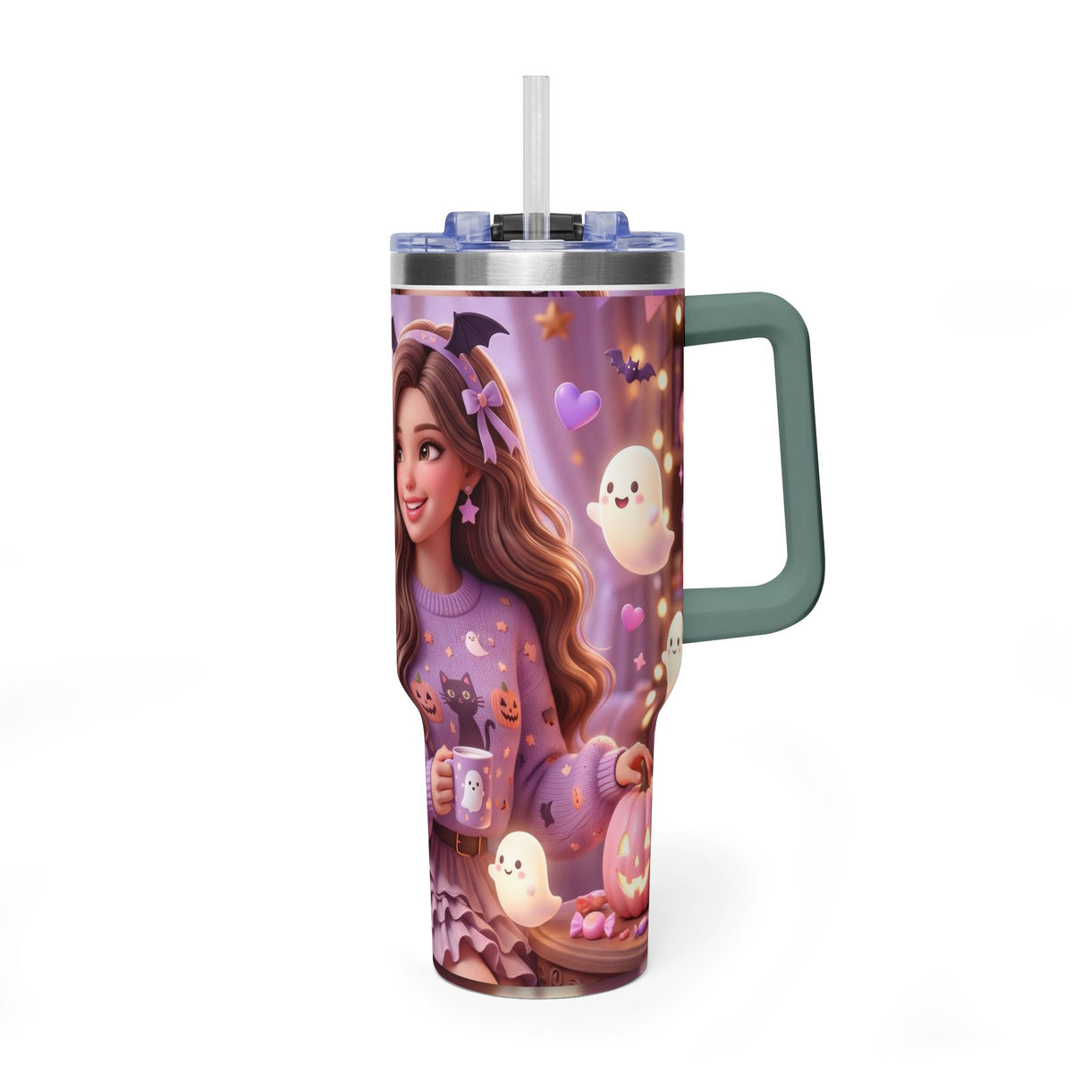 40oz Halloween Girl Ghosts Vacuum Thermal Tumbler