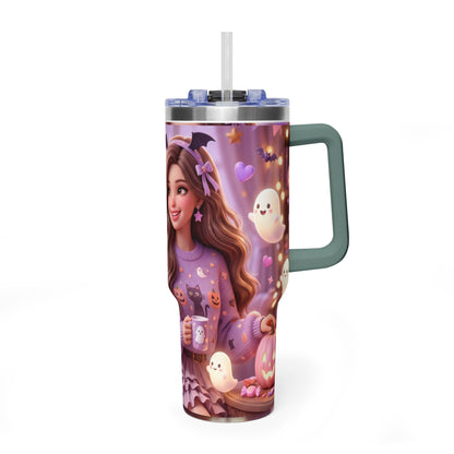 40oz Halloween Girl Ghosts Vacuum Thermal Tumbler