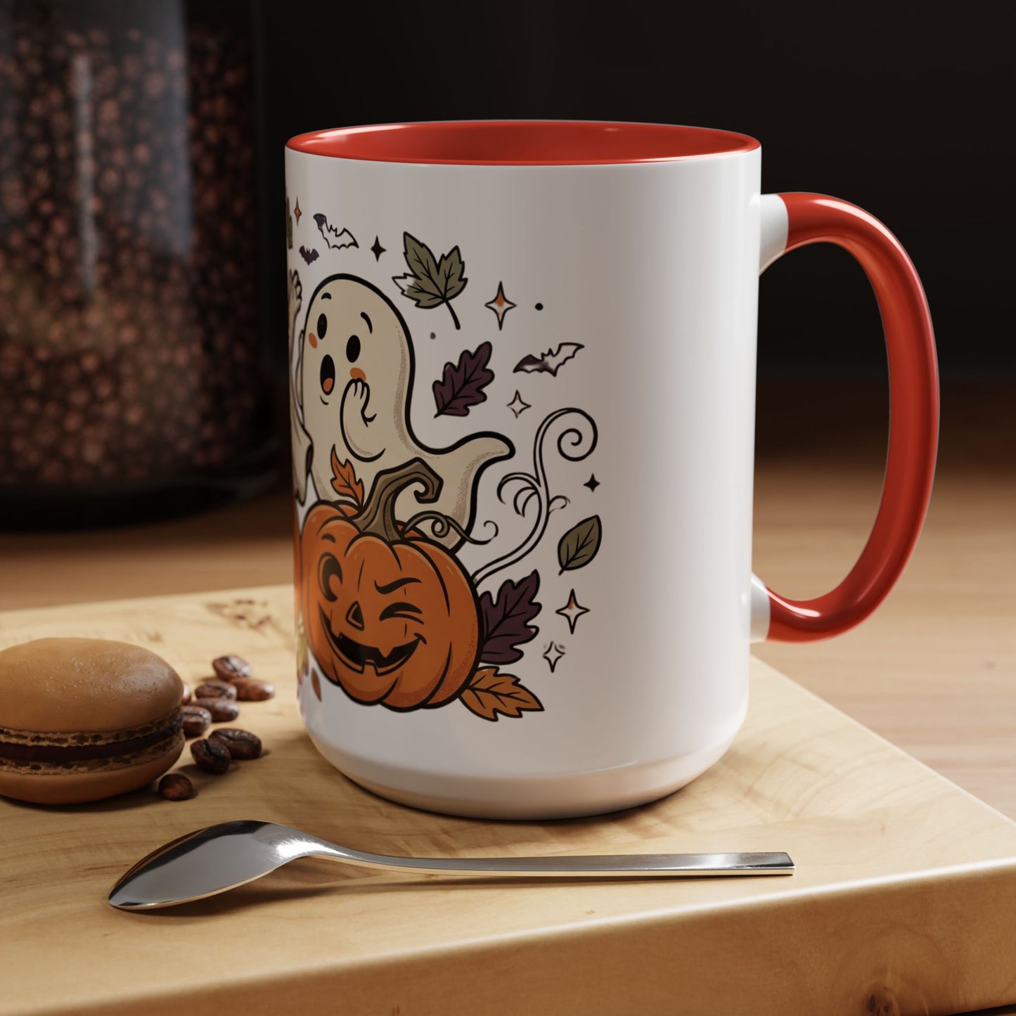 Halloween Ghosts & Pumpkins Coffee Mug — Cute Spooky Accent Mug (11/15oz)