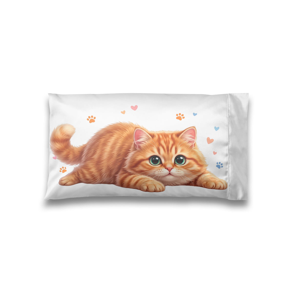 Satin Pillowcase — Adorable Orange Kitten Print for Cat Lovers