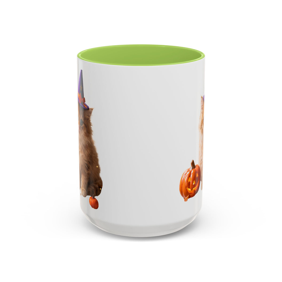 Halloween Cat Coffee Mug with Witch Hat and Pumpkin