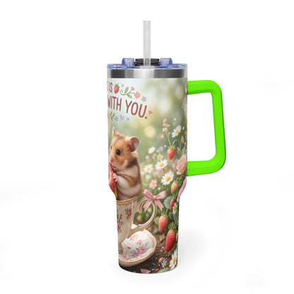 Life Is Sweeter With You Hamster Floral 40oz Thermal Tumbler