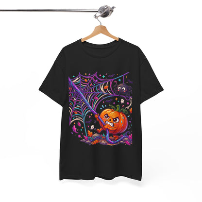 Pumpkin Spider Web Halloween T‑Shirt — Cute Spooky Pumpkin Cartoon Tee