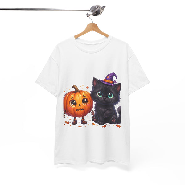 Halloween Black Kitten & Pumpkin T-Shirt