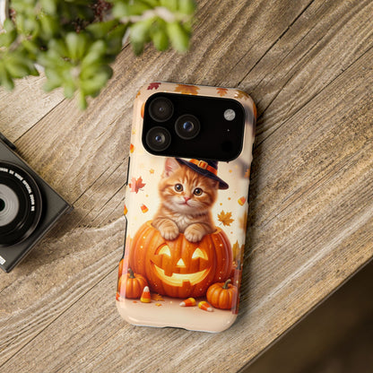 Halloween Kitten Pumpkin Phone Case — Magnetic Impact-Resistant