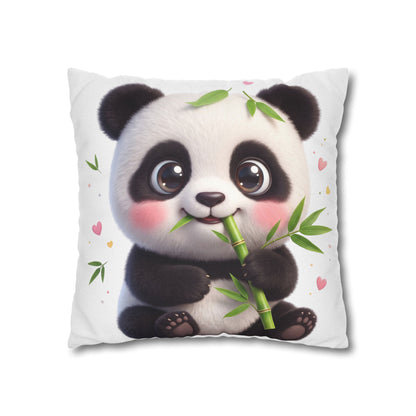 Cute Baby Panda Square Pillowcase — Adorable Bamboo-Eating Plush Decor
