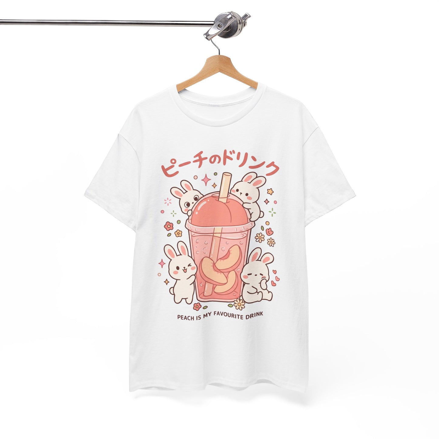 Peach Drink Cute Bunny T-Shirt