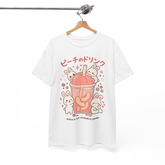 Peach Drink Cute Bunny T-Shirt